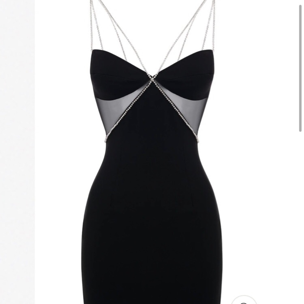 Black Beverly Hills Heiress Diamanté strap dress